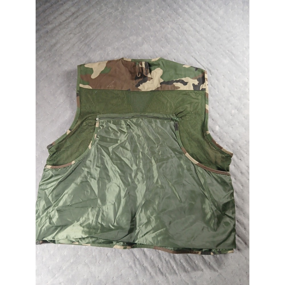 Master Sportsman Camo Hunting Vest Mens L Woodland Mesh Back Game Bag Utility - Picture 6 of 8